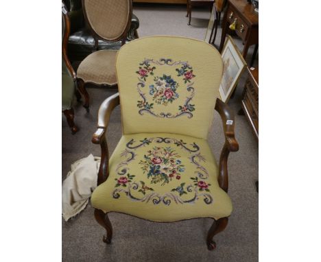 Antique Mahogany armchair with tapestry seat