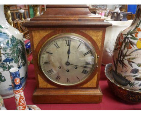 Large mantle clock with maple inlay 40cm ht x 30cm
