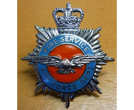 Fire Service, Air Force Department badge, QC two part construction (Chrome and Enamel) Scarce
