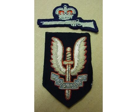 S.A.S. Cloth arm patch and a Rifle sharpshooter patch, QC.