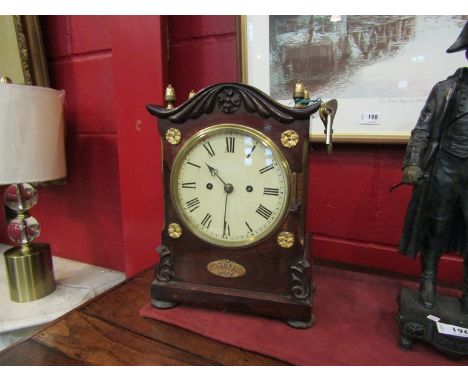A double fusee English bracket clock, striking on a bell, 34cm tall