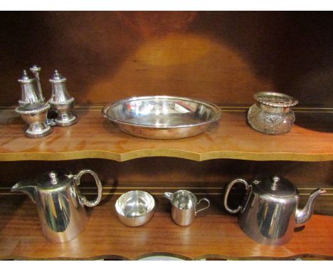 Silver plated wares including a teapot