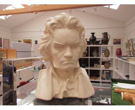 A bust of Beethoven in white ceramic, 37cm tall