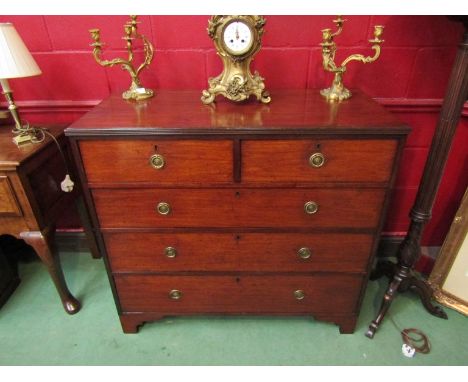 A 19th Century mahogany chest of two short over three graduating long drawers on bracket feet, 100cm x 108cm x 52cm