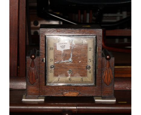 A circular dial wall clock by Wangler & Co Oxford, a modern Mercedes barometer and an oak cased mantel clock