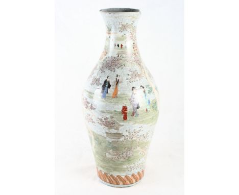A Japanese crackle glazed vase now converted as a lamp base (damaged and cut down)
