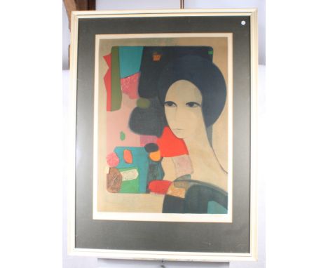 Andre Minaux: a limited edition proof lithograph, head of a lady, 31/150, 29" x 22"