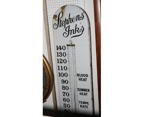 An early 20th Century "Stevens Ink" enamelled thermometer, 48" high