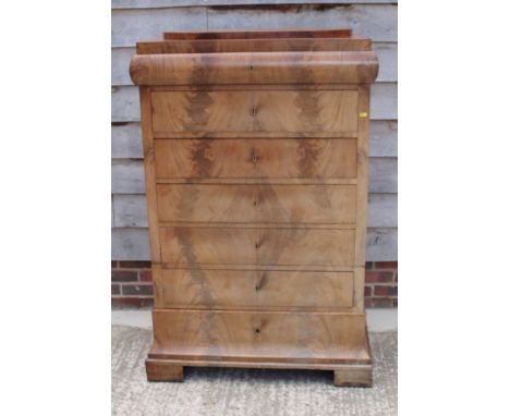 An early 19th Century Scandinavian mahogany secretaire chest, fitted seven drawers, on bracket supports, 36" wide