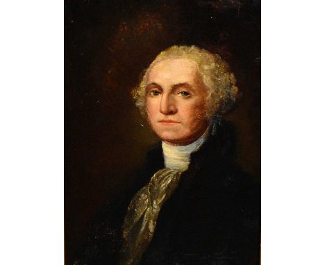 After Gilbert Stuart(19th Century)Portrait of American President George Washington,oil on canvas,34 x 24cms, in frame.