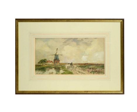 Thomas Swift Hutton(1865-1935)Shepherding the Flock Home,signed,watercolour,17.5 x 33cms, in frame.