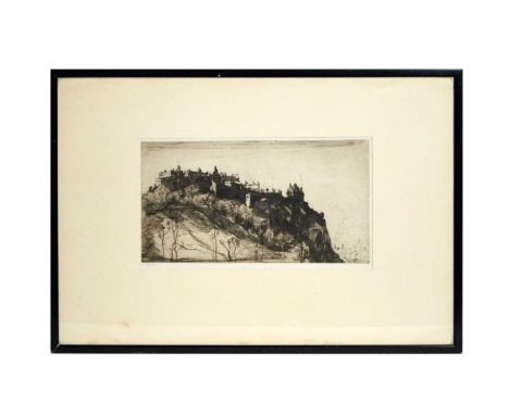 Katherine Cameron RSE RE (1874-1965)"Edinburgh Castle",etching,17 x 31.5cms (plate), in frame.