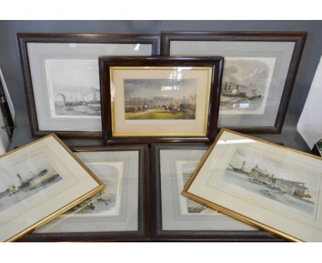 A Rosewood Framed Coloured Print 'Hyde Park' together with various other coloured prints 