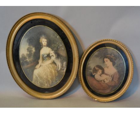 An Oval Coloured Print together with another similar 