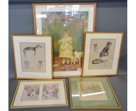 Sunlight Soap, Coloured Print, together with four other similar prints 