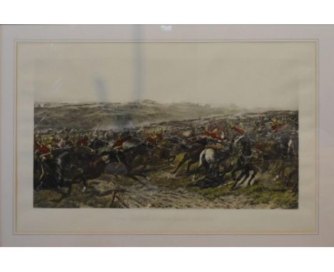 After G.D. Giles, The Charge of the Heavy Brigade, a large coloured print, 61 x 95 cms 