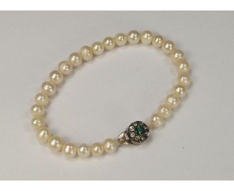 PEARL BRACELET.
A 28 bead cultured pearl bracelet, with silver clasp.