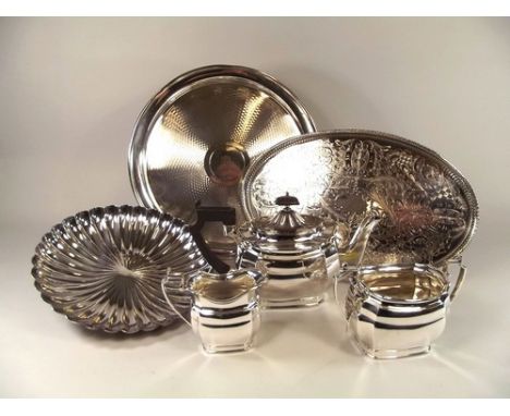 TEA SERVICE ETC.
An EPNS, three piece tea service, two trays & a fluted dish.
