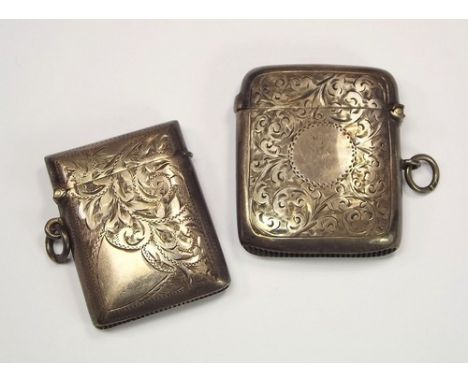 SILVER VESTAS.
A Victorian vesta & a larger Edwardian silver vesta case. CONDITION REPORTS: Both cases are in good, pre-owned