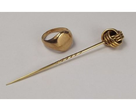 STICK PIN ETC.
A stick pin & gold signet ring.