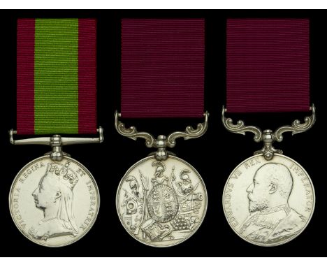 Three: Sergeant Major W. Hudson, Devonshire Regiment  Afghanistan 1878-80, no clasp (2392 Sergt. W. Hudson 2/11th. Regt.); Ar