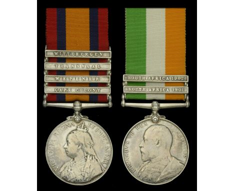 Pair: Corporal G. Roberts, Kaffarian Rifles  Queen’s South Africa 1899-1902, 4 clasps, Cape Colony, Wepener, Transvaal, Witte