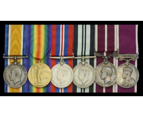 Six: Staff Sergeant R. H. Thompson, Royal Garrison Artillery, later Indian Unattached List  British War and Victory Medals (4