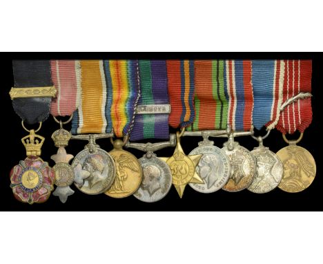 The mounted group of ten miniature dress medals worn by Colonel A. S. Lancaster, 10th Gurkha Rifles, Indian Army  The Most Em