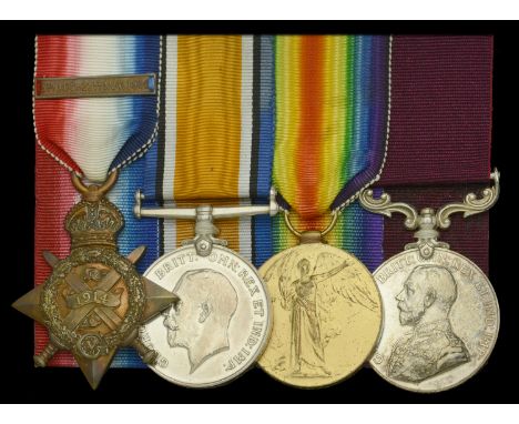 Four: Sergeant E. T. Maunton, 2nd Battalion, Royal Welsh Fusiliers, killed in action on 29 October 1914  1914 Star, with clas