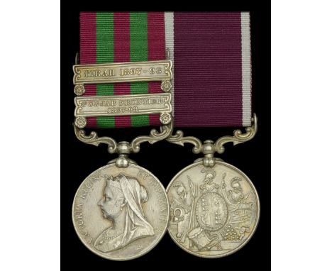 Pair: Company Sergeant Major W. J. Bailey, Royal Scots Fusiliers  India General Service 1895-1902, 2 clasps, Punjab Frontier 