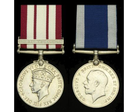 Naval General Service 1915-62, 1 clasp, Palestine 1945-48 (D/SSX.831685 R. J. Hodgkins. Ord. Smn. R.N.); Royal Navy L.S. & G.