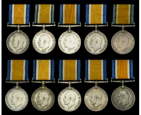 British War Medal 1914-20 (10) (26508 Pte. R. Adams. R. Scots.; L-10113 Bmbr. G. Barlow. R.A.; 14232 Pte. H. Fincham. Norf. R