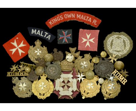 King’s Own Malta Regiment and Militia, Badges and Buttons. A good and scarce selection of King’s Own Malta Regiment and Milit