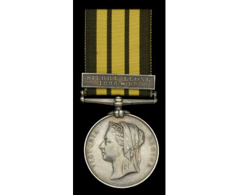 East and West Africa 1887-1900, 1 clasp, Sierra Leone 1898-99 (1768. Pte. A. Slight, 2/W.I.R.) minor edge bruise, very fine £
