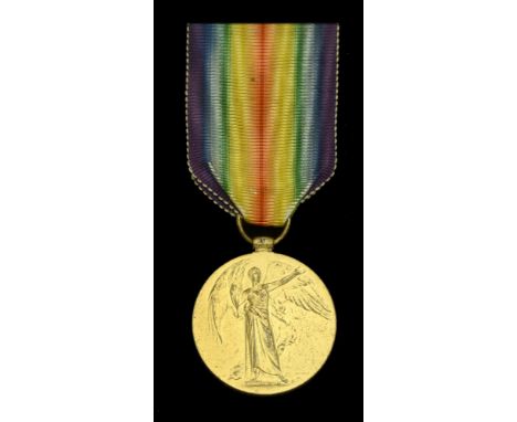 The Victory Medal awarded to Lance-Sergeant D. Underwood, Machine Gun Corps, who was killed in action on the first day of the