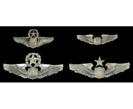 United States of America Army Air Corps Pilots Wings Four Second World War silver examples, comprising Master Pilot full-size