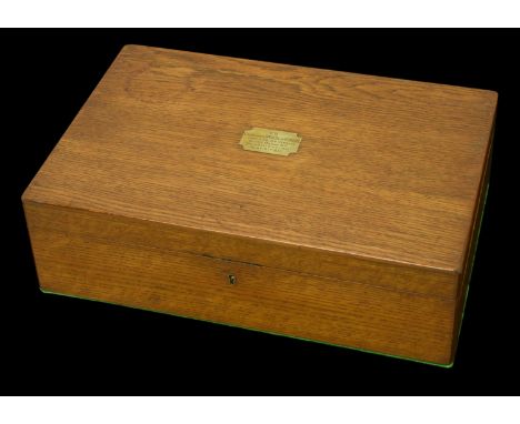 A Cutlery Box presented to Commander D. M. W. Beak, V.C., D.S.O., M.C. A three tier oak bodied cutlery box (empty) by Mappin 