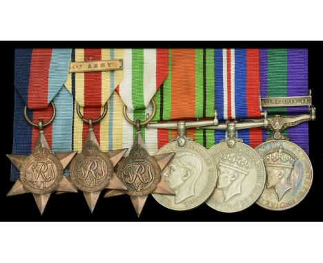 Six: Private W. Arrowsmith, King’s Shropshire Light Infantry  1939-45 Star; Africa Star, 1 clasp, 1st Army; Defence and War M