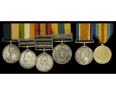 Family Group:  Four: Private W. F. Harwood, Northumberland Fusiliers Queen’s Sudan 1896-98 (4748 Pte. W. Harwood 1/Northd. Fu