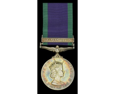 A ‘Northern Ireland’ General Service medal awarded to Corporal R. J. Roberts, Royal Military Police, who was killed on active