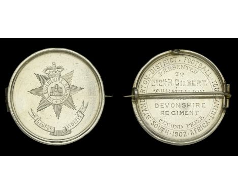 Regimental Sports Medal, 39mm, silver, the obverse engraved badge of The Devonshire Regiment over ‘Semper Fidelis’, the rever