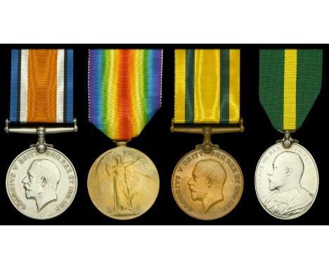 Four: Private A. E. Langdon, Devonshire Regiment   British War and Victory Medals (280 Sjt. A. E. Langdon. Devon. R.); Territ