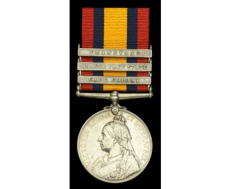 Queen’s South Africa 1899-1902, 3 clasps, Cape Colony, Orange Free State, Transvaal (13549 Pte. B. Hudson. R.A.M.C.) minor ed