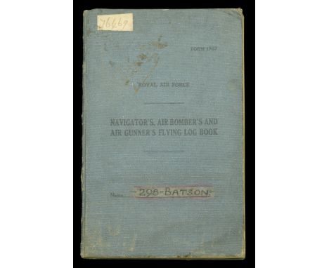 A Royal Air Force Navigator’s, Air Bomber’s and Air Gunner’s Flying Log Book pertaining to Sergeant D. Batson, Royal Air Forc