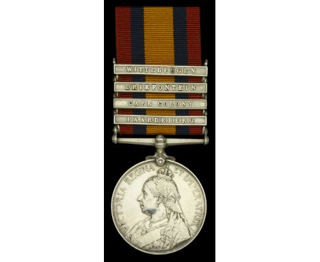 Queen’s South Africa 1899-1902, 4 clasps, Paardeberg, Cape Colony, Driefontein, Wittebergen (Pte. J. Buckley. C.M.S.C.) good 