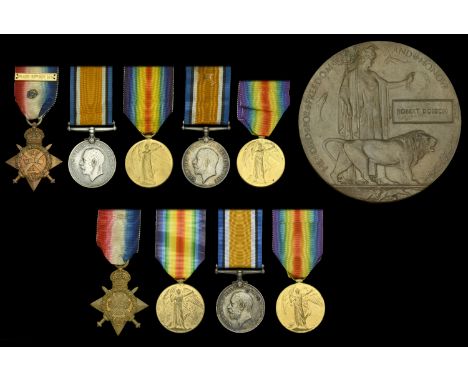 Three: Corporal W. H. Dobson, Army Service Corps 1914 Star, with copy clasp (M1-8617 L. Cpl. W. H. Dobson. A.S.C.); British W