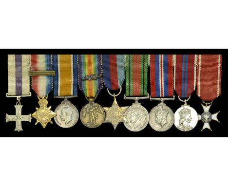 The group of nine miniature dress medals worn by Lieutenant-Colonel U. B. Burke, Devonshire Regiment  Military Cross, G.V.R.;