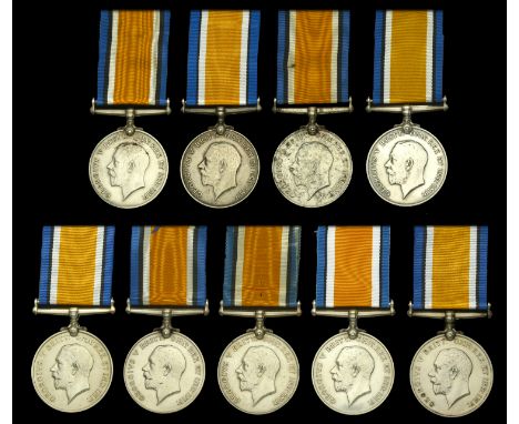 British War Medal 1914-20 (9) (20465 Pte. A. Bradshaw. Linc. R.; 11396 Pte. E. L. Brown. Linc. R.; 1806 Pte. H. Copestake. Li