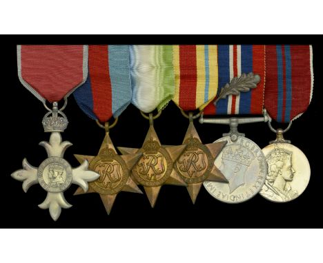 A fine Second War M.B.E. and King’s Commendation group of six awarded to Chief Engineer Edwin Goodridge, Mercantile Marine, w