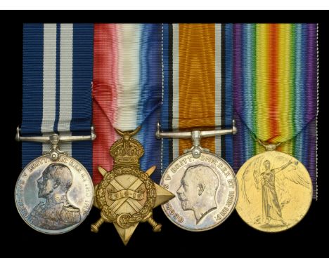 A fine Great War submariner’s D.S.M. group of four awarded to Able Seaman W. Biggs, Royal Navy, who was decorated for ‘his co